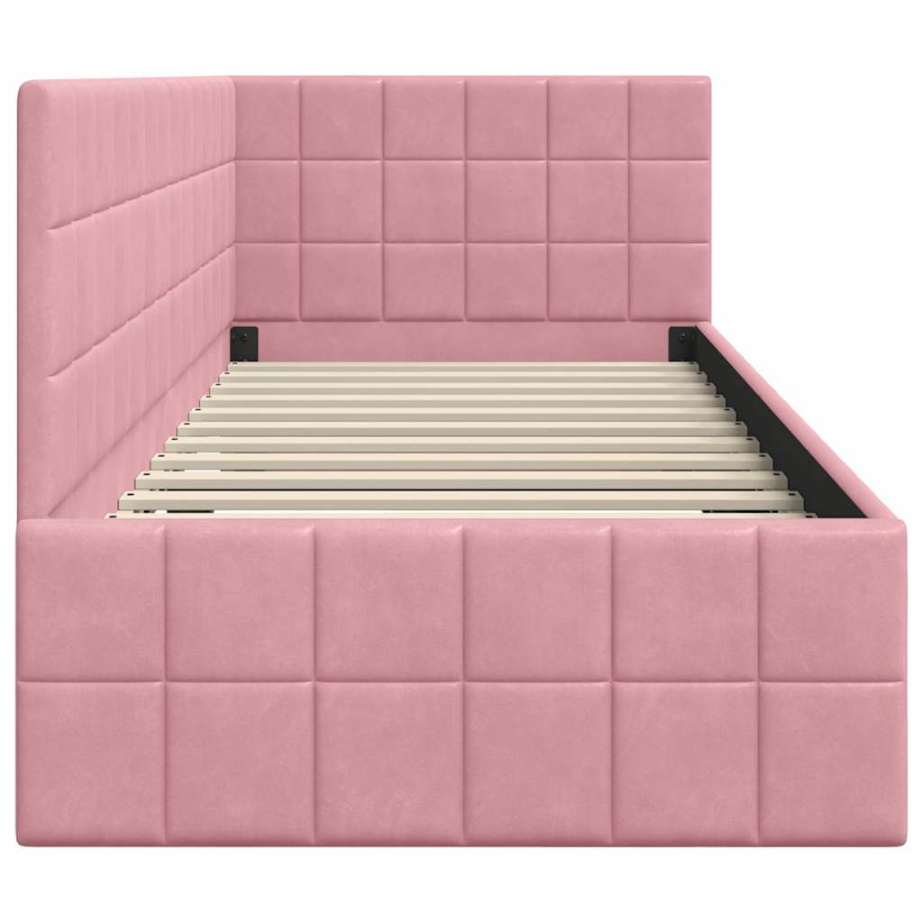 Cornice del letto ad angolo Rosa 80 cm x 200 cm Tessuto