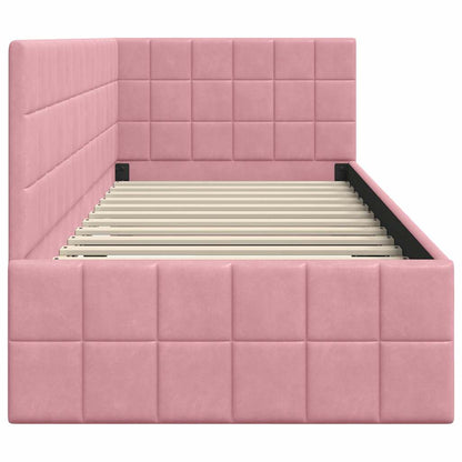 Cornice del letto ad angolo Rosa 80 cm x 200 cm Tessuto