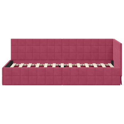 Cornice del letto ad angolo Rosso Vino 80 cm x 200 cm Tessuto