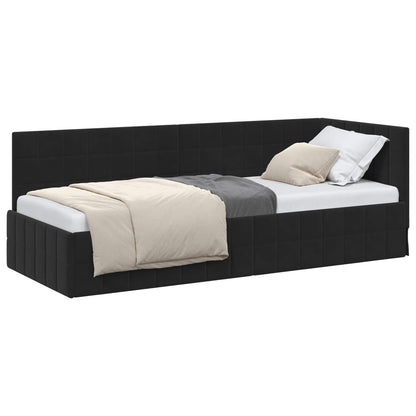 Cornice del letto ad angolo Nero 80 cm x 200 cm Velluto | homemem39