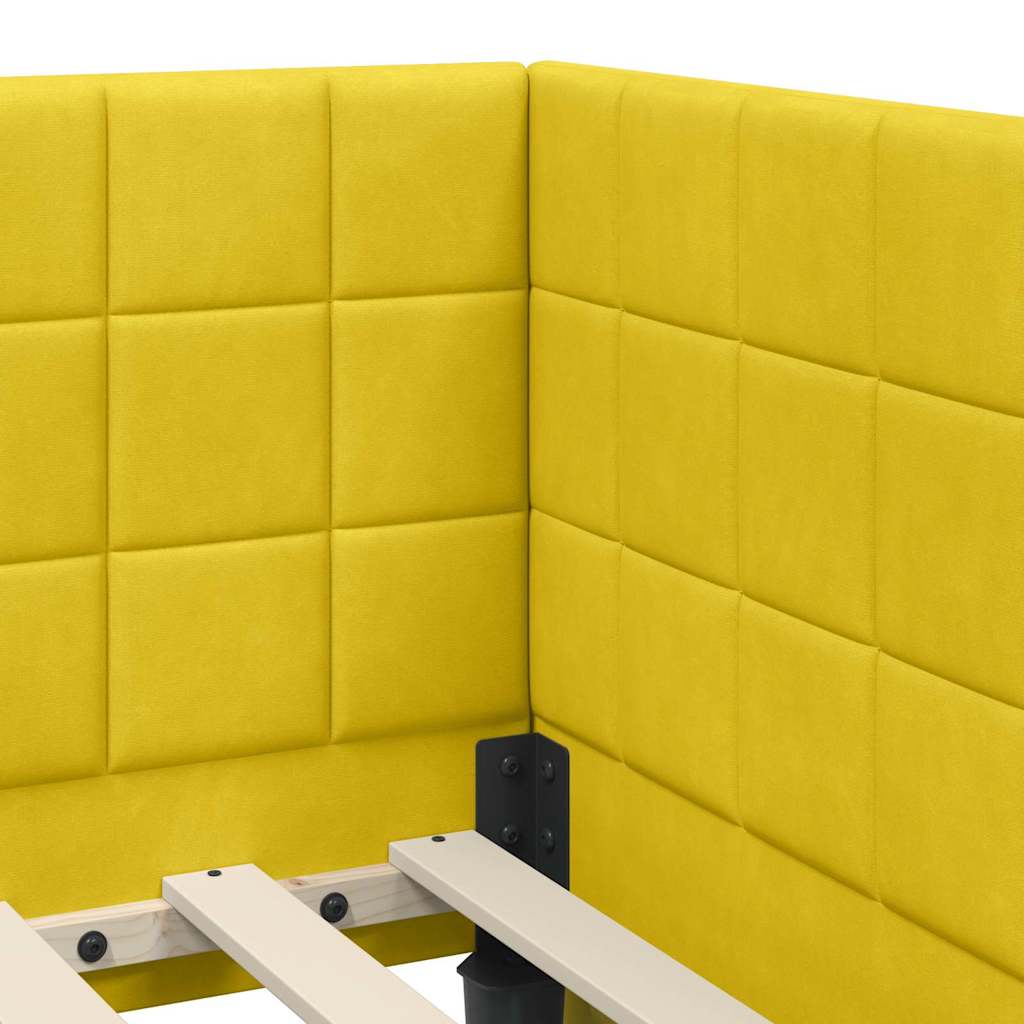 Cornice del letto ad angolo Giallo 80 cm x 200 cm Tessuto