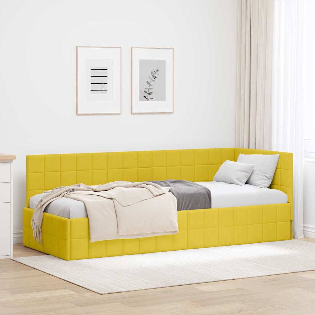 Cornice del letto ad angolo Giallo 80 cm x 200 cm Tessuto