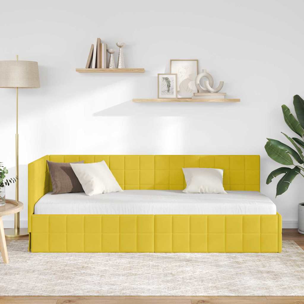 Cornice del letto ad angolo Giallo 80 cm x 200 cm Tessuto