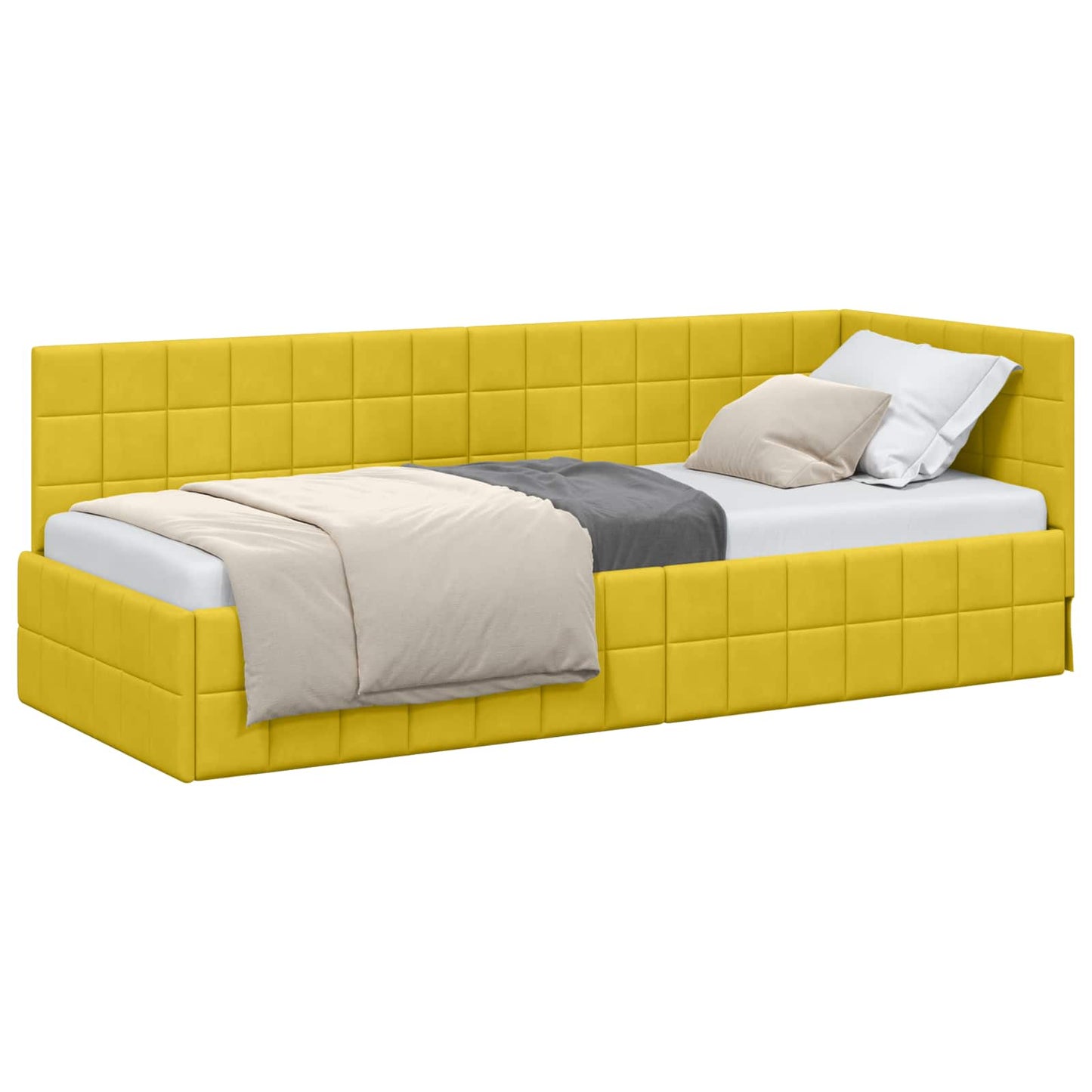 Cornice del letto ad angolo Giallo 80 cm x 200 cm Velluto | homemem39