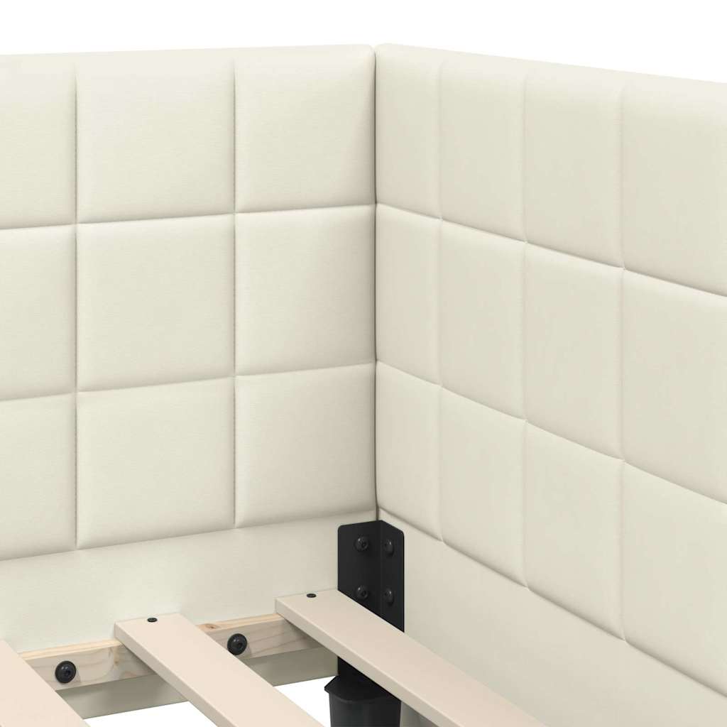 Cornice del letto ad angolo Crema 80 cm x 200 cm Tessuto