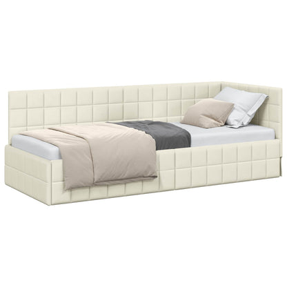 Cornice del letto ad angolo Crema 80 cm x 200 cm Velluto | homemem39
