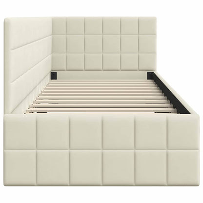 Cornice del letto ad angolo Crema 80 cm x 200 cm Tessuto