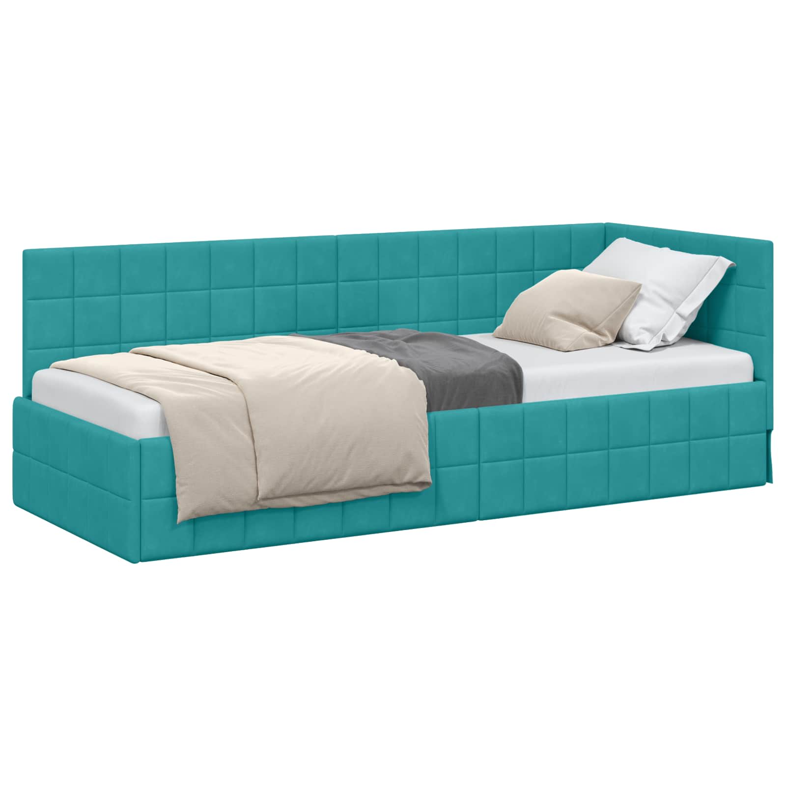 Cornice del letto ad angolo Turchese 80 cm x 200 cm Velluto | homemem39