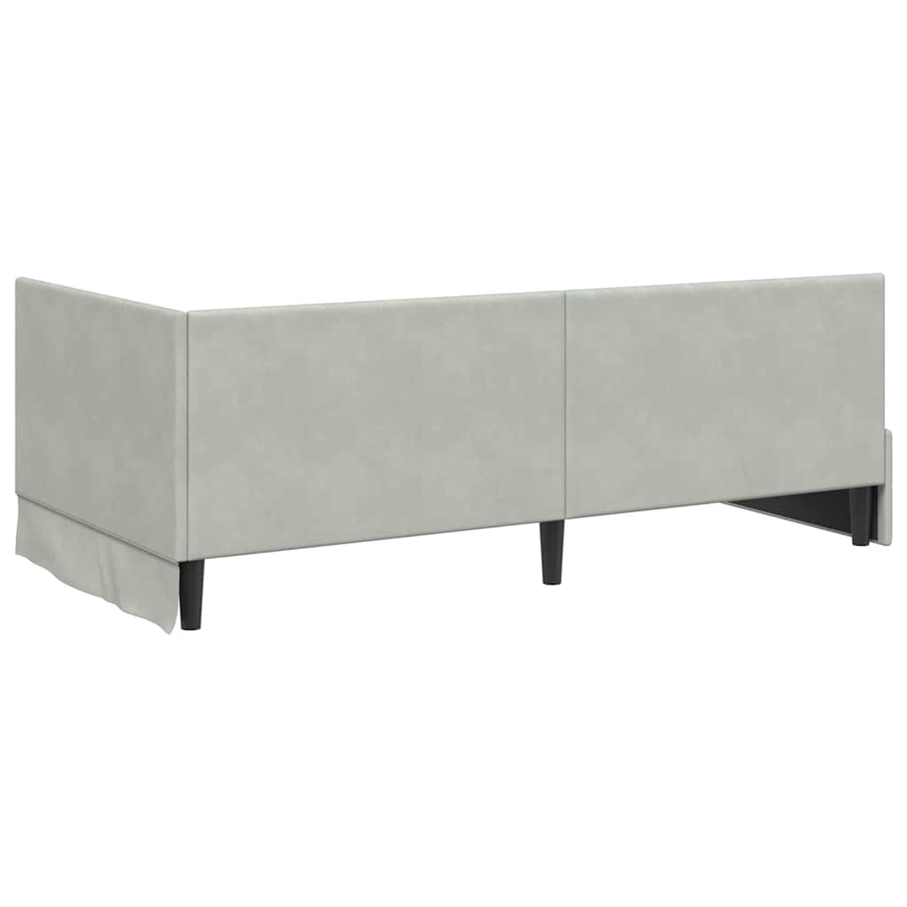 Cornice del letto ad angolo Grigio chiaro 90 x 190 cm Velluto - homemem39