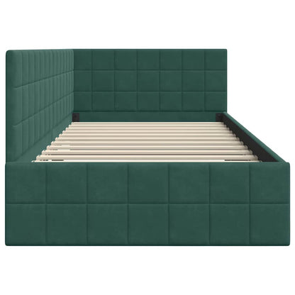 Cornice del letto ad angolo Verde Scuro 90 cm x 190 cm Velluto | homemem39