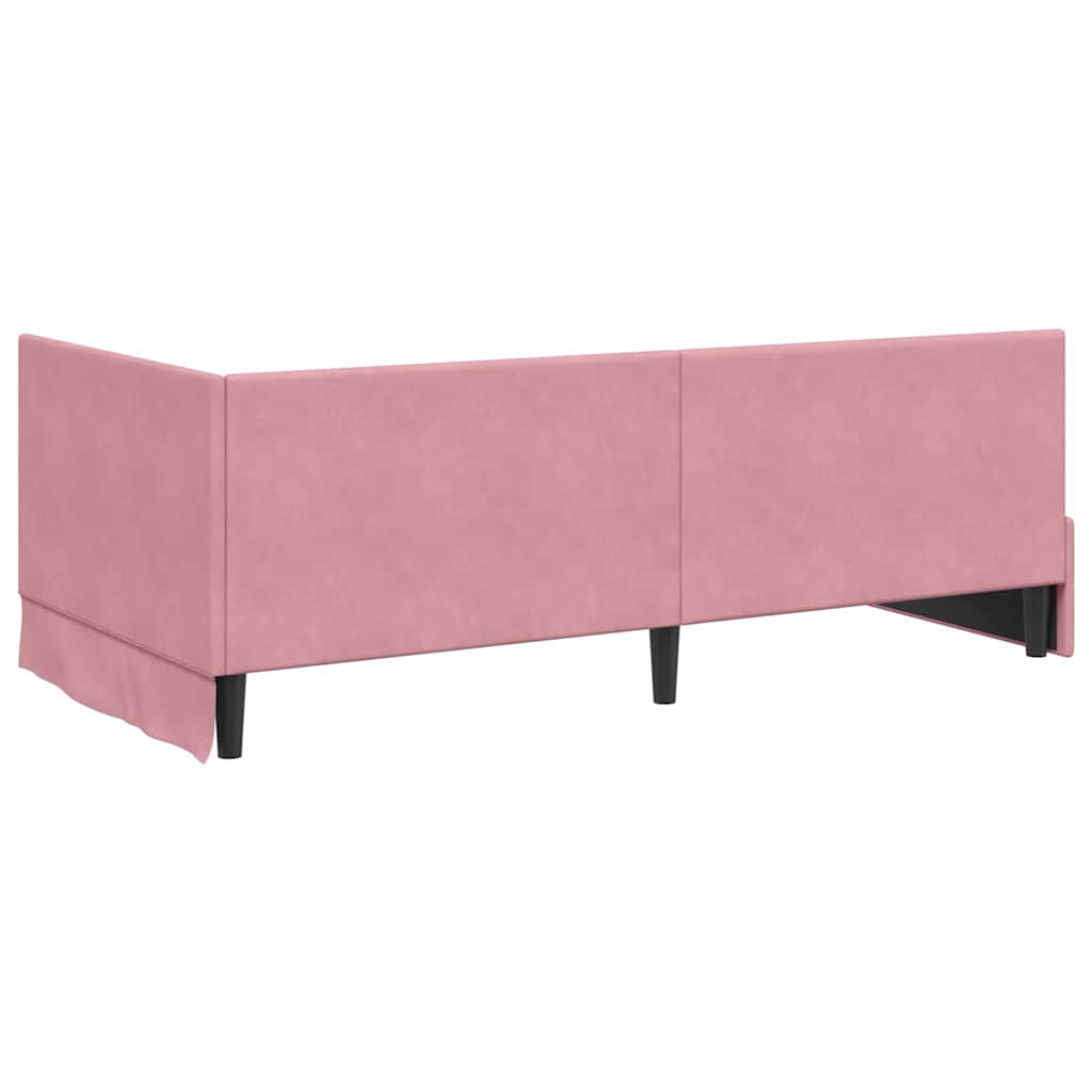 Cornice del letto ad angolo Rosa 90 x 190 cm Velluto | homemem39