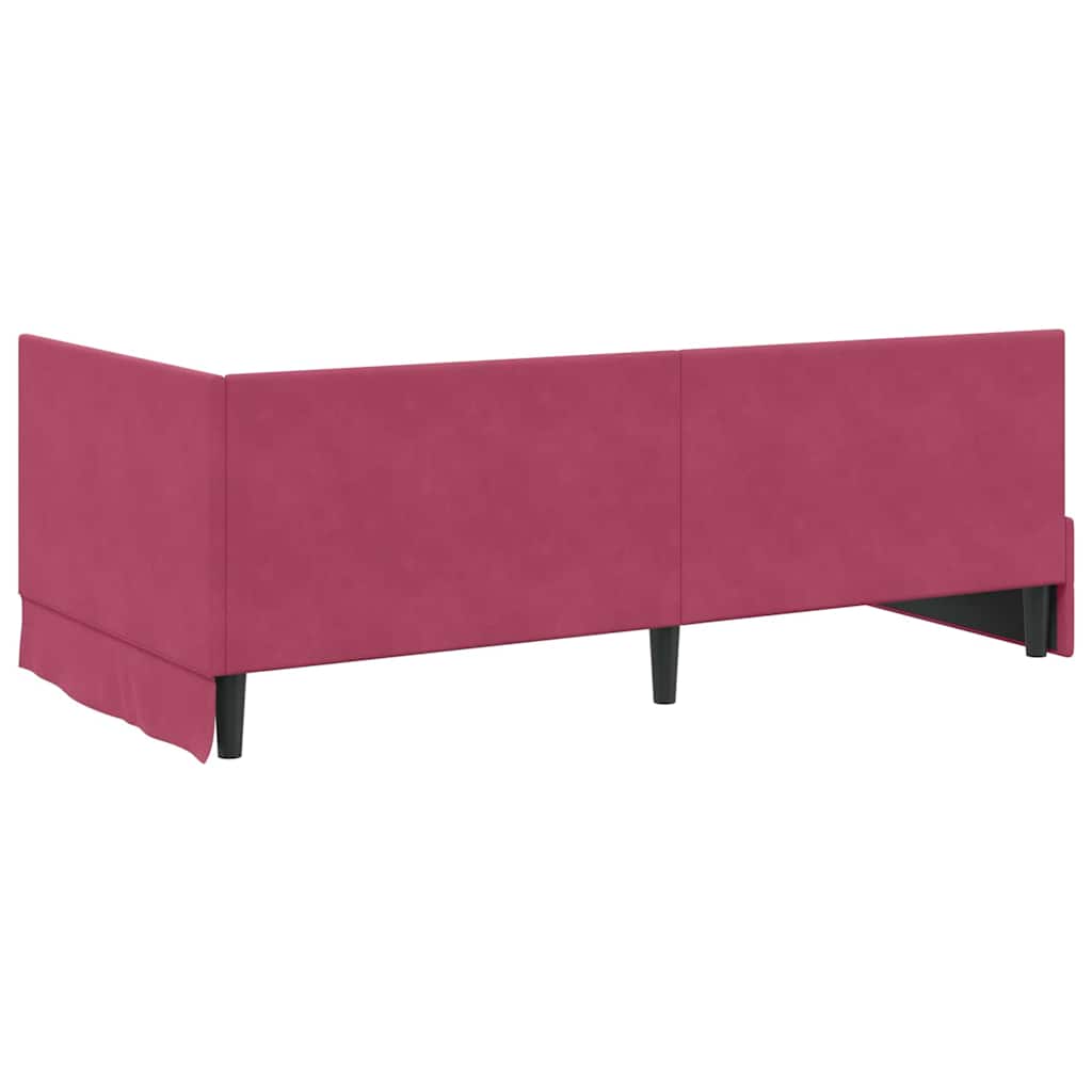 Cornice del letto ad angolo Rosso Vino 90 cm x 190 cm Velluto | homemem39