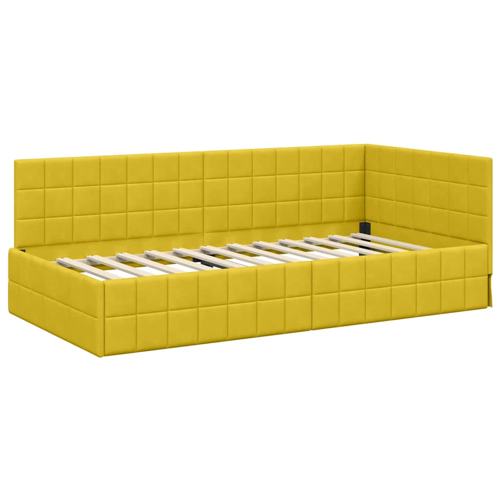 Cornice del letto ad angolo Giallo 90 x 190 cm Velluto - homemem39