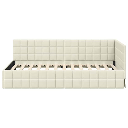 Cornice del letto ad angolo Crema 90 cm x 190 cm Velluto | homemem39