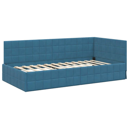 Cornice del letto ad angolo Blu 90 x 200 cm Velluto - homemem39