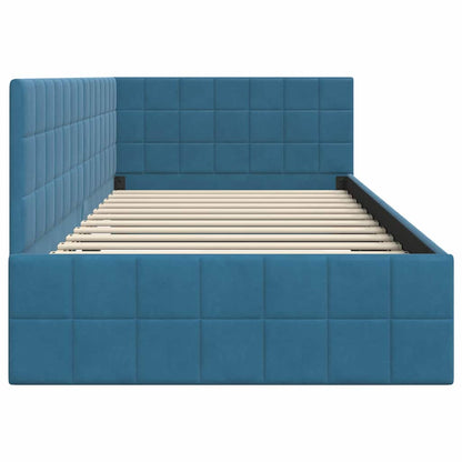 Cornice del letto ad angolo Blu 90 x 200 cm Velluto - homemem39