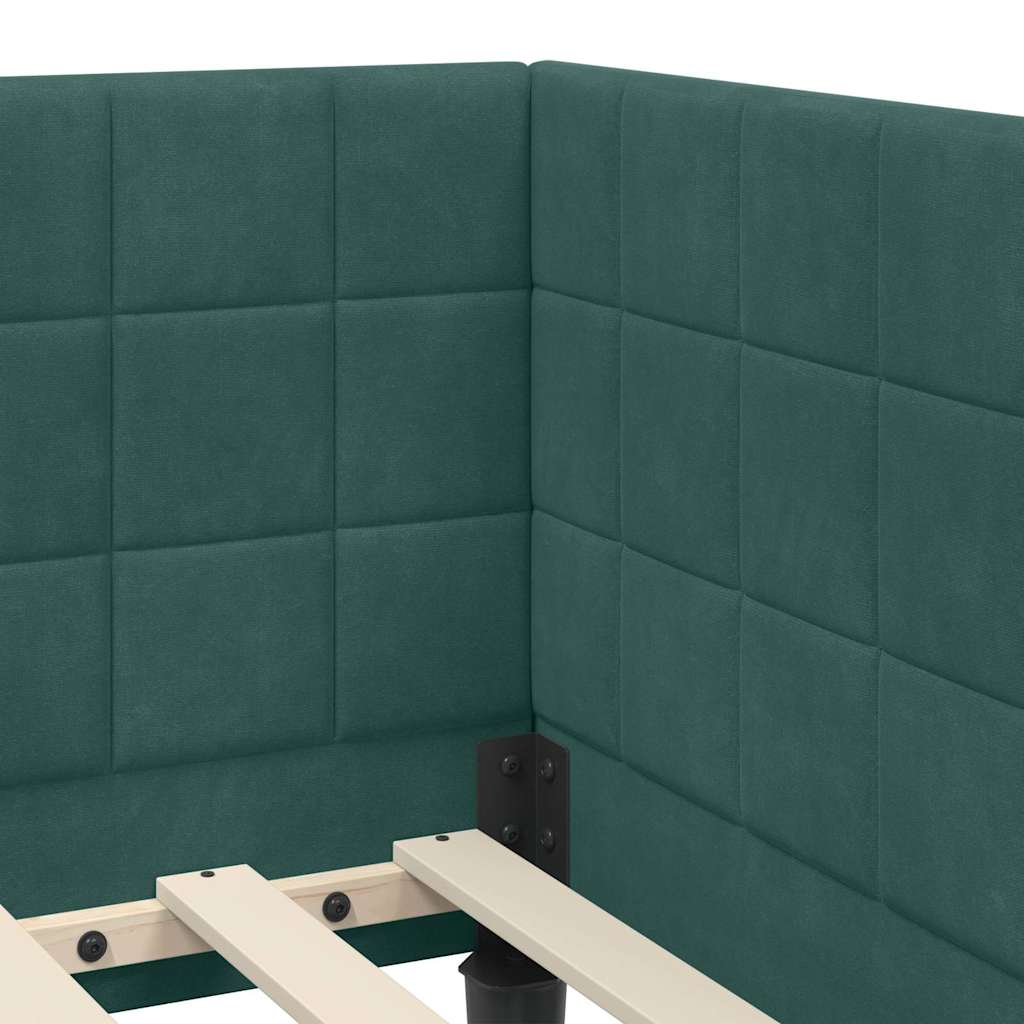 Cornice del letto ad angolo Verde scuro 90 x 200 cm Velluto - homemem39