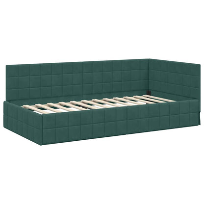 Cornice del letto ad angolo Verde scuro 90 x 200 cm Velluto - homemem39