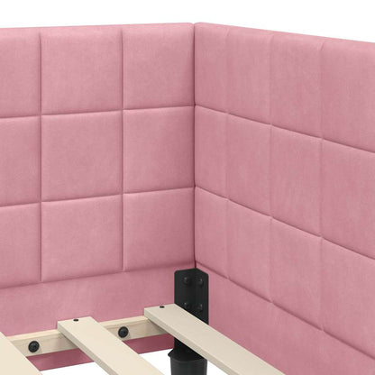 Cornice del letto ad angolo Rosa 90 x 200 cm Velluto - homemem39