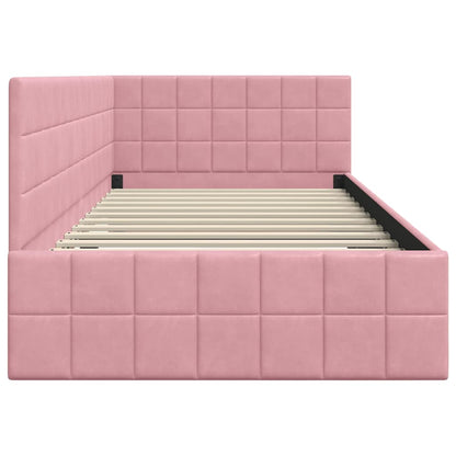 Cornice del letto ad angolo Rosa 90 x 200 cm Velluto - homemem39