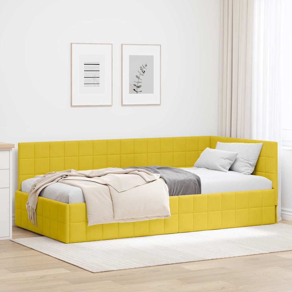 Cornice del letto ad angolo Giallo 90 cm x 200 cm Velluto | homemem39