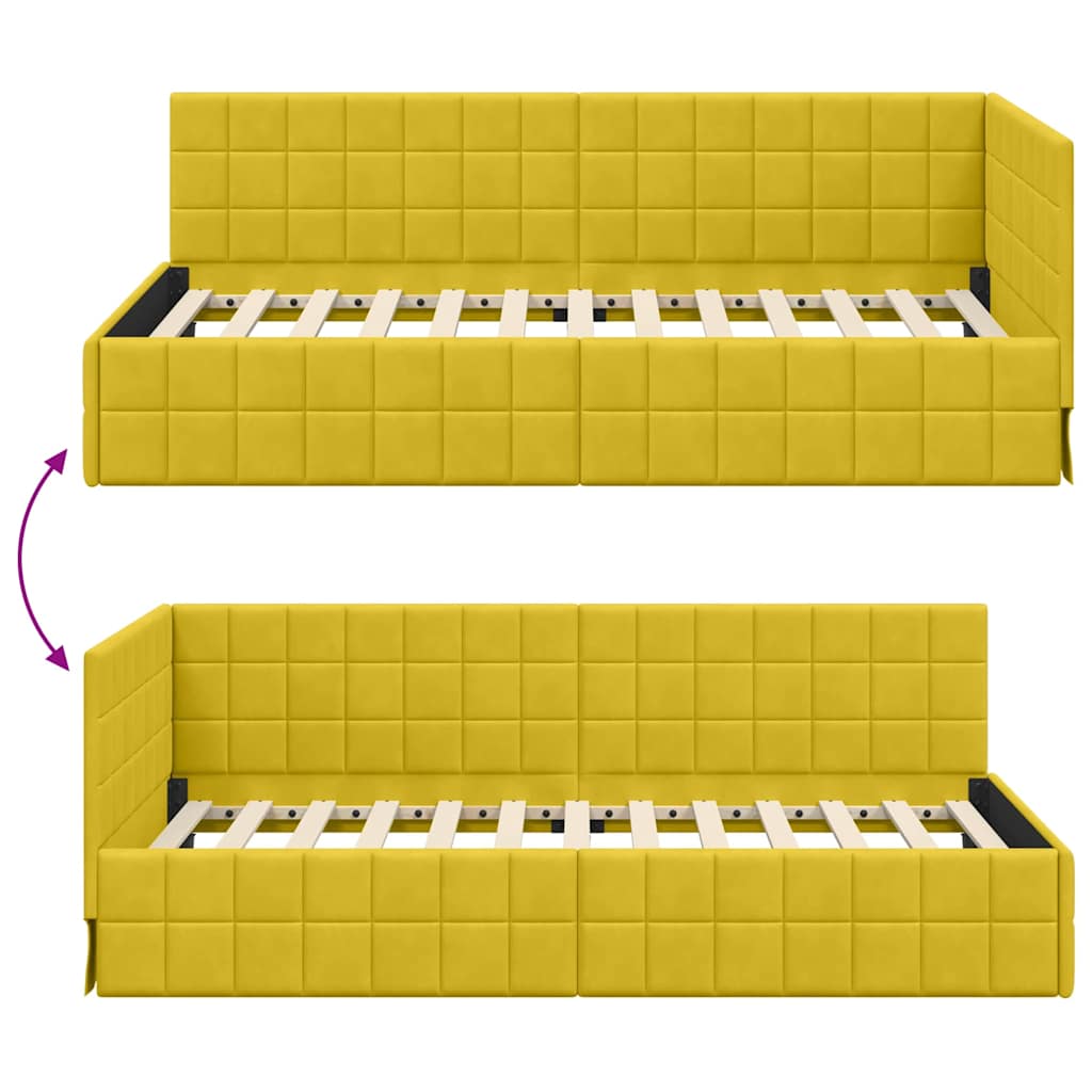 Cornice del letto ad angolo Giallo 90 cm x 200 cm Velluto | homemem39