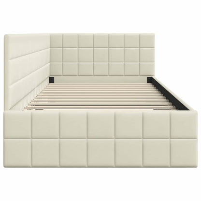 Cornice del letto ad angolo Crema 90 x 200 cm Velluto - homemem39