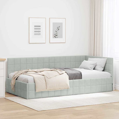 Cornice del letto ad angolo Grigio chiaro 100 cm x 200 cm | homemem39