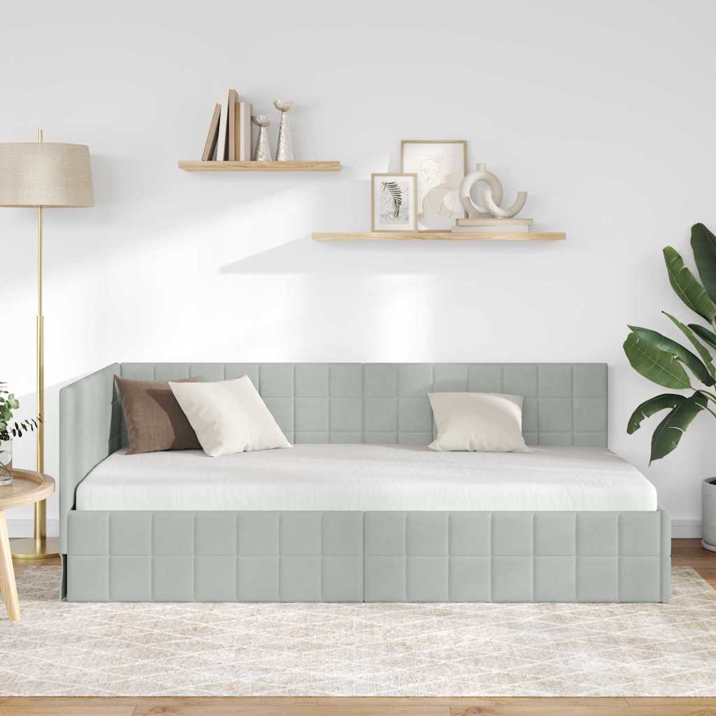 Cornice del letto ad angolo Grigio chiaro 100 cm x 200 cm | homemem39