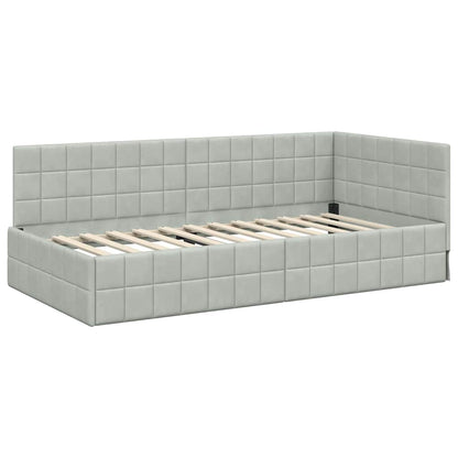 Cornice del letto ad angolo Grigio chiaro 100 cm x 200 cm | homemem39
