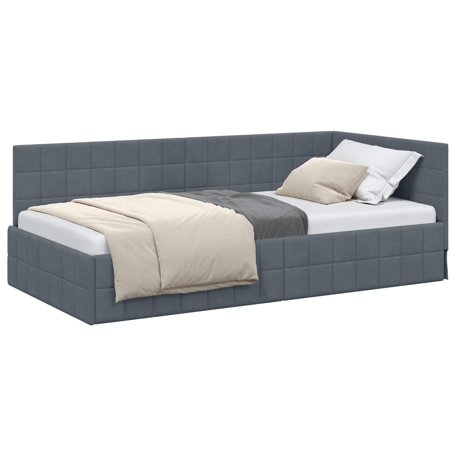 Cornice del letto ad angolo Grigio scuro 100 cm x 200 cm | homemem39