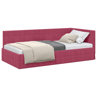 Cornice del letto ad angolo Rosso Vino 100 cm x 200 cm Velluto | homemem39