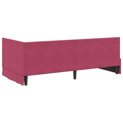 Cornice del letto ad angolo Rosso Vino 100 cm x 200 cm Tessuto