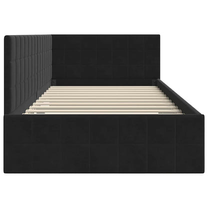 Cornice del letto ad angolo Nero 100 x 200 cm Velluto