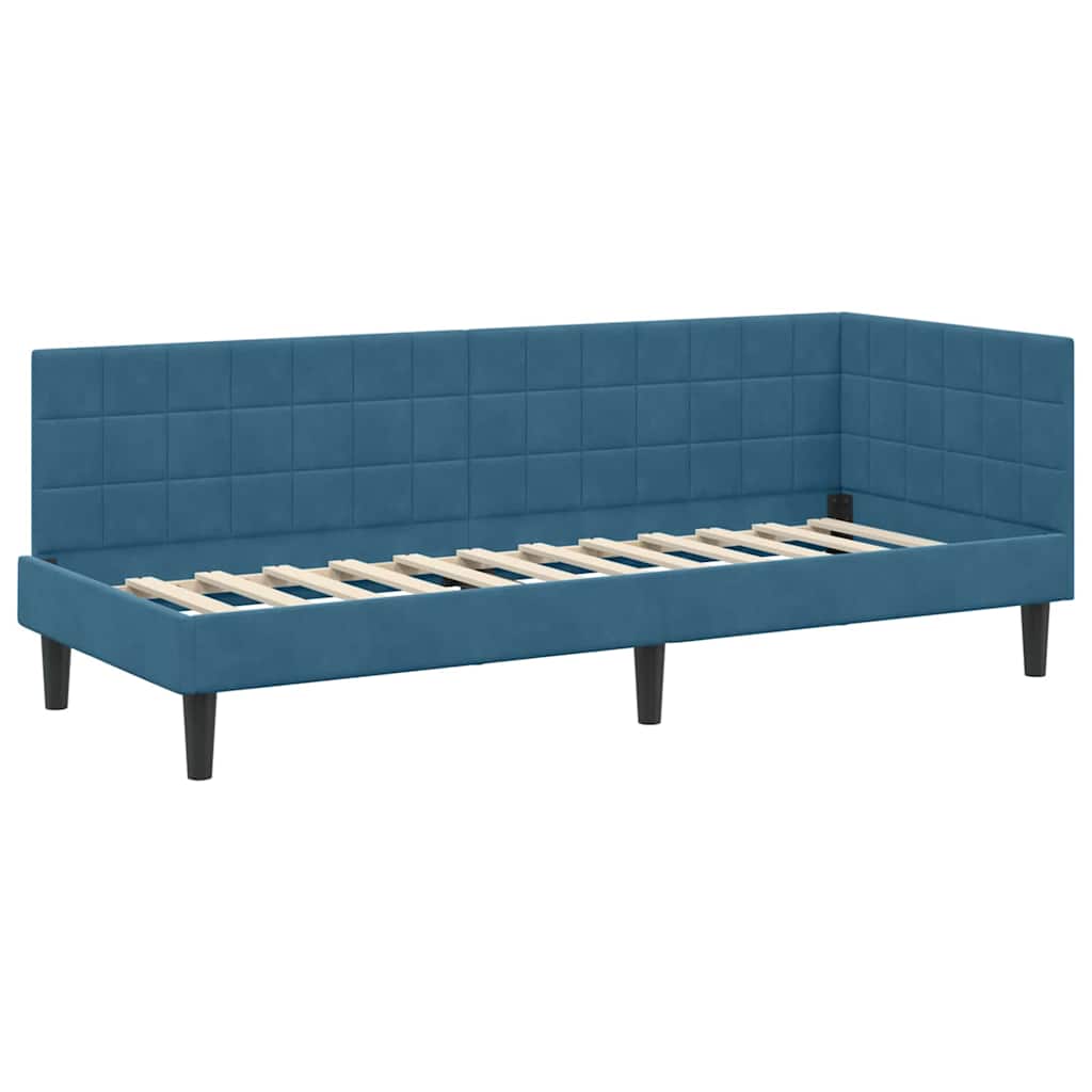 Cornice del letto ad angolo Blu 80 cm x 200 cm Velluto | homemem39