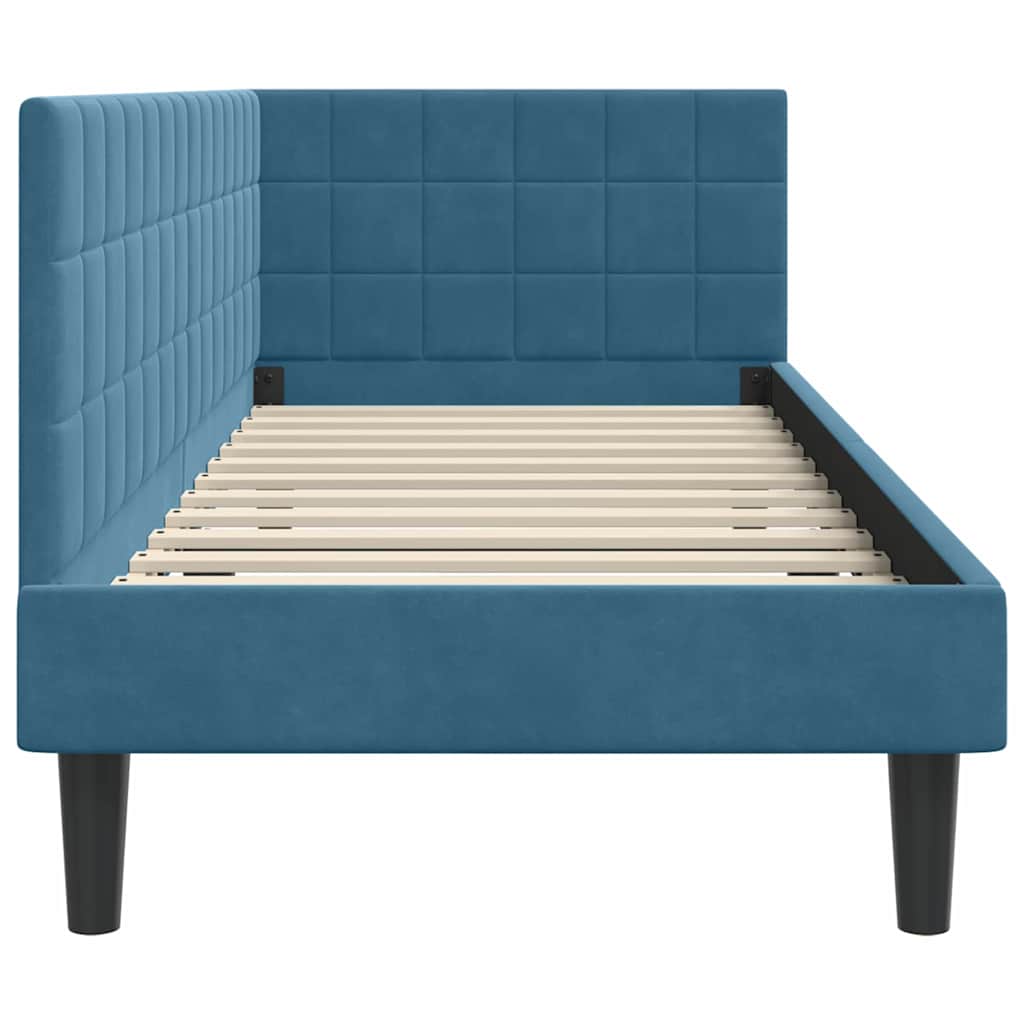 Cornice del letto ad angolo Blu 80 cm x 200 cm Velluto | homemem39