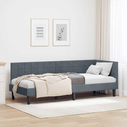 Cornice del letto ad angolo Grigio scuro 80 cm x 200 cm Velluto | homemem39