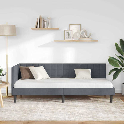 Cornice del letto ad angolo Grigio scuro 80 cm x 200 cm Velluto | homemem39
