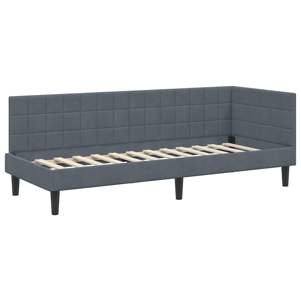 Cornice del letto ad angolo Grigio scuro 80 cm x 200 cm Velluto | homemem39