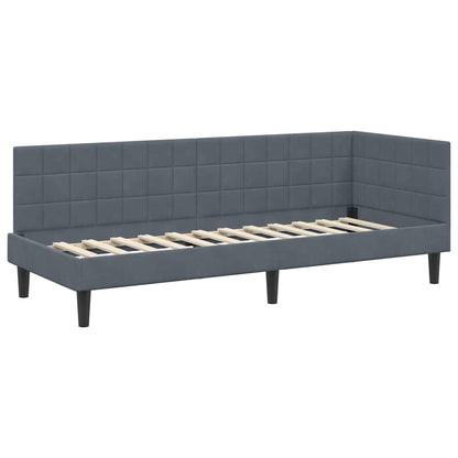 Cornice del letto ad angolo Grigio scuro 80 cm x 200 cm Velluto | homemem39