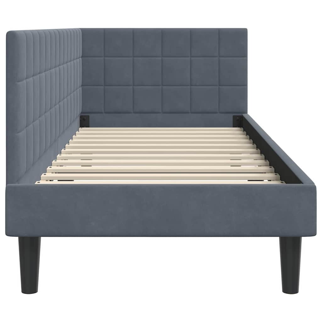 Cornice del letto ad angolo Grigio scuro 80 cm x 200 cm Velluto | homemem39