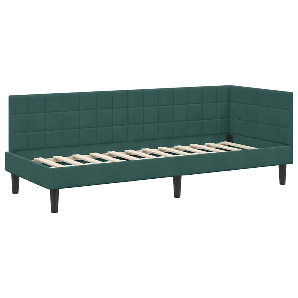 Cornice del letto ad angolo Verde Scuro 80 cm x 200 cm Velluto