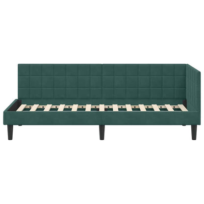 Cornice del letto ad angolo Verde Scuro 80 cm x 200 cm Velluto | homemem39
