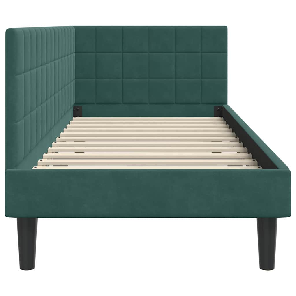 Cornice del letto ad angolo Verde Scuro 80 cm x 200 cm Velluto | homemem39
