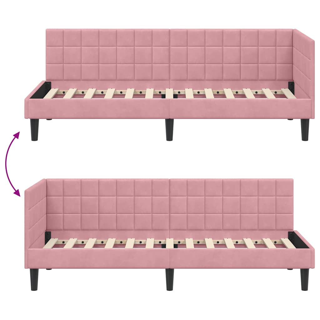 Cornice del letto ad angolo Rosa 80 cm x 200 cm Velluto | homemem39
