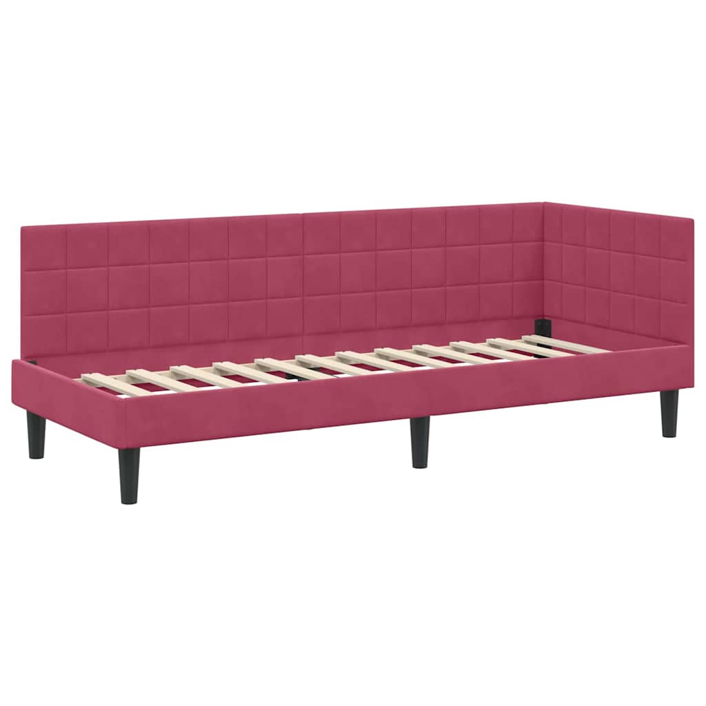 Cornice del letto ad angolo Rosso Vino 80 cm x 200 cm Velluto | homemem39