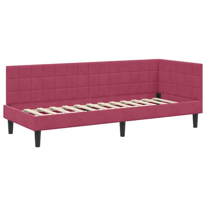 Cornice del letto ad angolo Rosso Vino 80 cm x 200 cm Velluto | homemem39