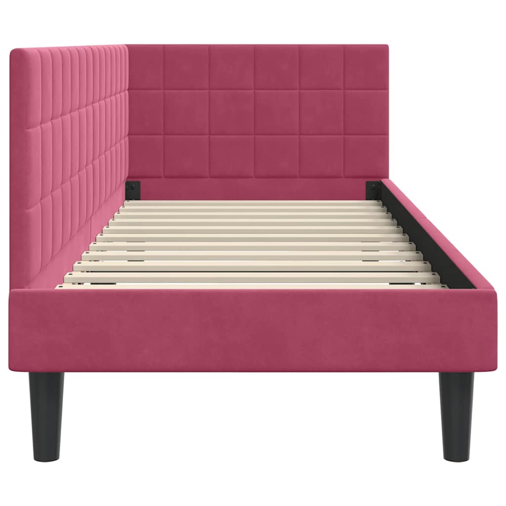 Cornice del letto ad angolo Rosso Vino 80 cm x 200 cm Velluto | homemem39
