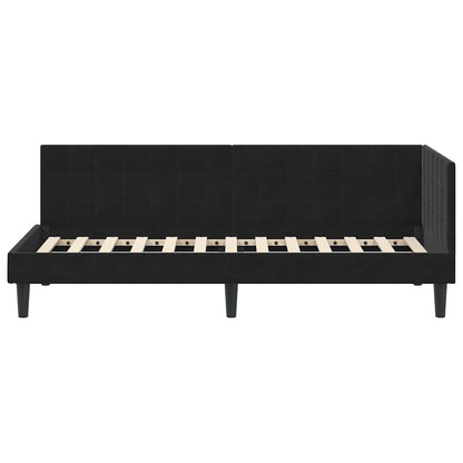 Cornice del letto ad angolo Nero 80 cm x 200 cm Velluto | homemem39