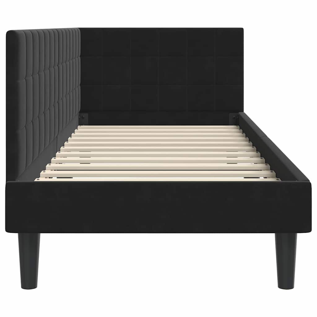 Cornice del letto ad angolo Nero 80 cm x 200 cm Velluto | homemem39
